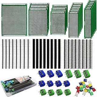RUNCCI-YUN 82Pièces Circuit Imprimé Double Face Kit, 19 Pièces Double Face PCB Prototype Boards, soudable PCB plaque prototypage pour Arduino projets électroniques DIY