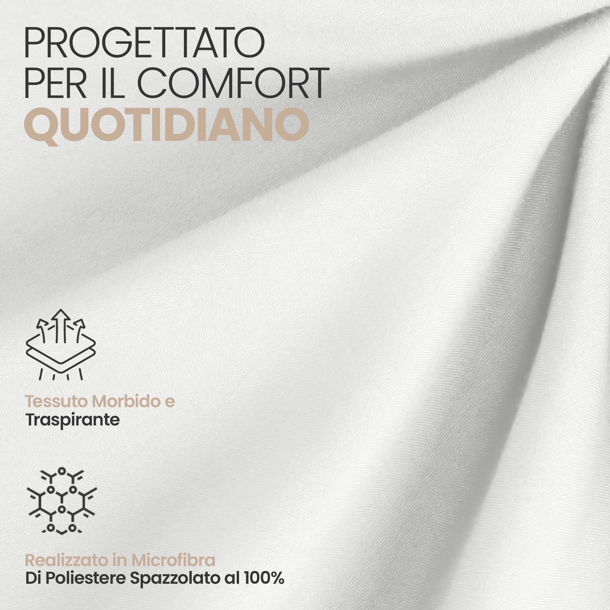 Utopia Bedding Set di 2 Lenzuolo con Angoli Due Piazze Matrimoniale - 180x200cm - Bianco - Microfibra Spazzolata - Lenzuolo sotto con Angoli Elasticizzato