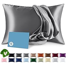 Bare Home 100% Mulberry Silk Pillowcase for Hair and Skin - Ultra Premium 6A Grade 19 Momme Silk Pillow Case - Envelope Enclosure - Breathable Cooling Pillow Cover (Standard, Grey)