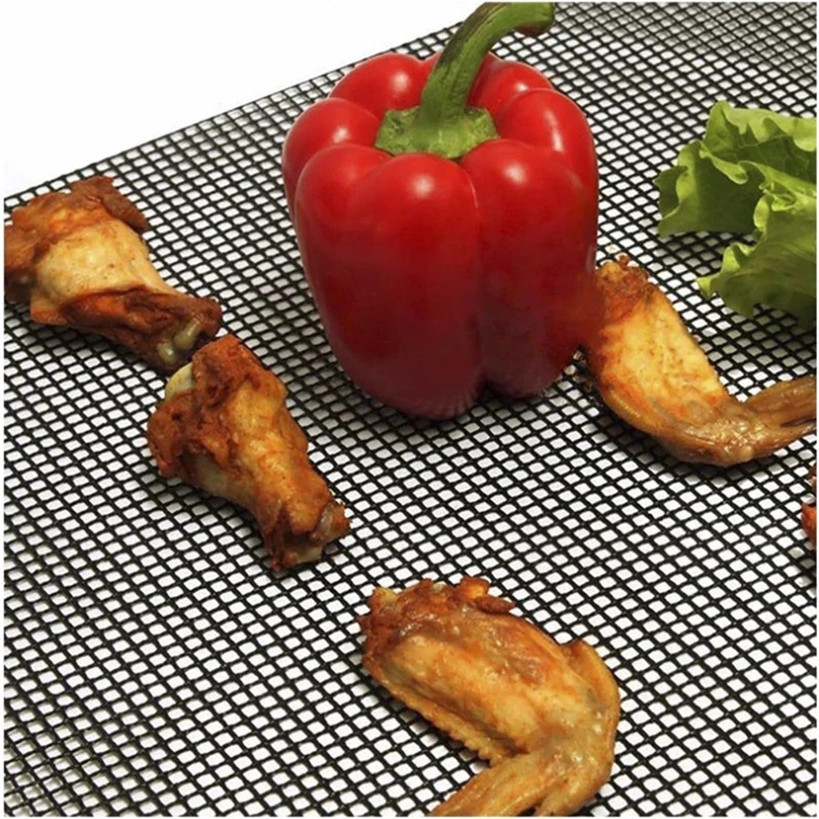 Ofenmatte Grillmatten Antihaft-Grillnetz Wiederverwendbares Grillnetz Hitzebeständige Ofenmatte for Outdoor-Aktivitäten(Black,3 pcs)