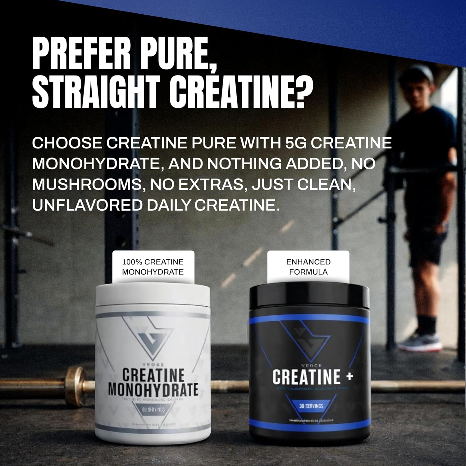 VEDGE Nutrition Creatine + | Vegan Plant-Based Creatine Monohydrate Powder | Energy, Performance & Function | Ergogenic Aids for Athletes | Unflavored, 30 Servings