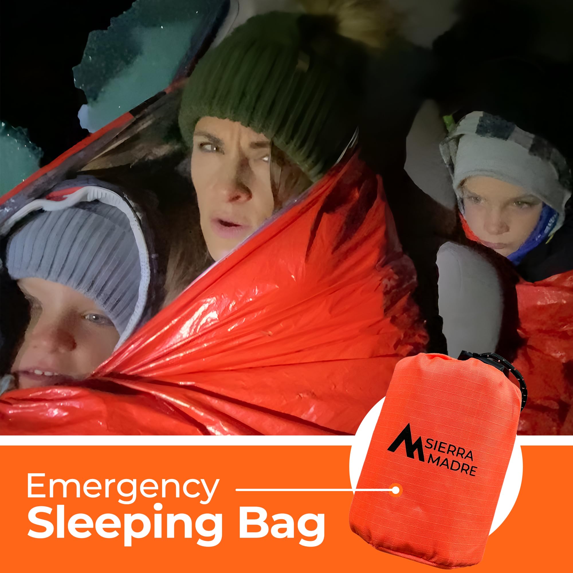 Sierra Madre Emergency Sleeping Bag – Ultralight, Waterproof Mylar Thermal Bivy Sack Tent for Hiking, Bug-Out Bags, Survival Kits – Emergency Survival Space Blanket for Heat Retention 2 Pack