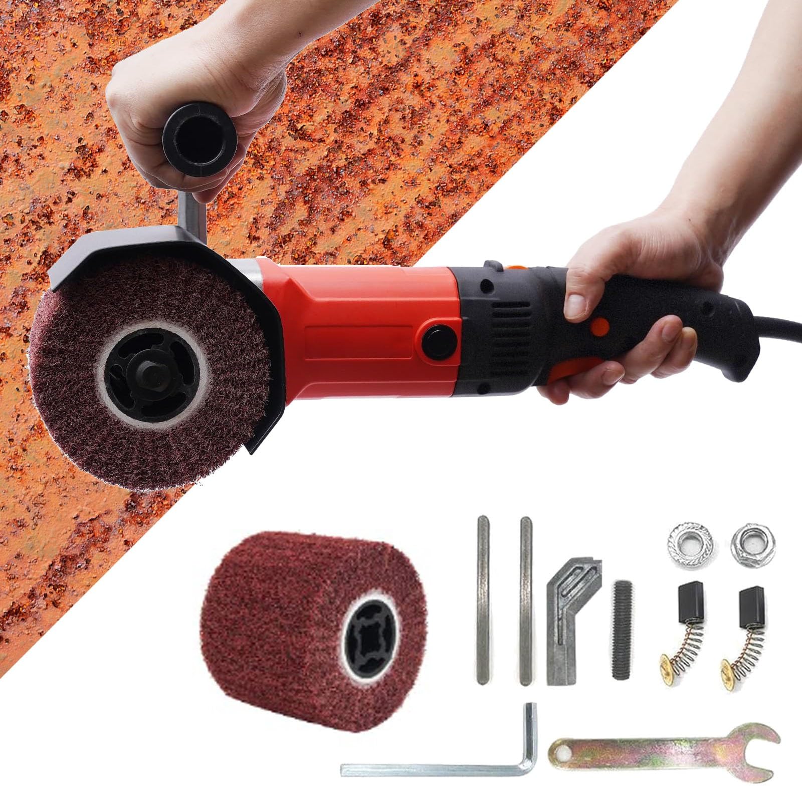 GYKOZY 8-Speed Electric Brush Sander & Burnishing Polishing Machine, 3000RPM Dual Wheel Drum Grinder for Metal, Wood, Aluminum, Stainless Steel & Stone