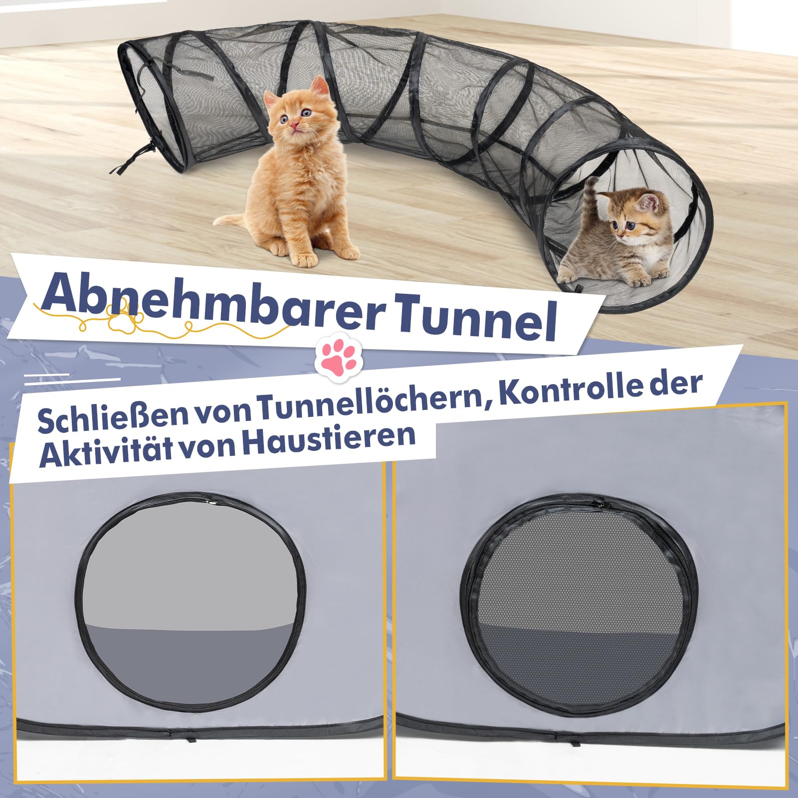 Box pieghevole per gatti con tunnel, box multifunzione con rete traspirante, tenda portatile per piccoli animali interni ed esterni, recinti e gabbie per esterni, S