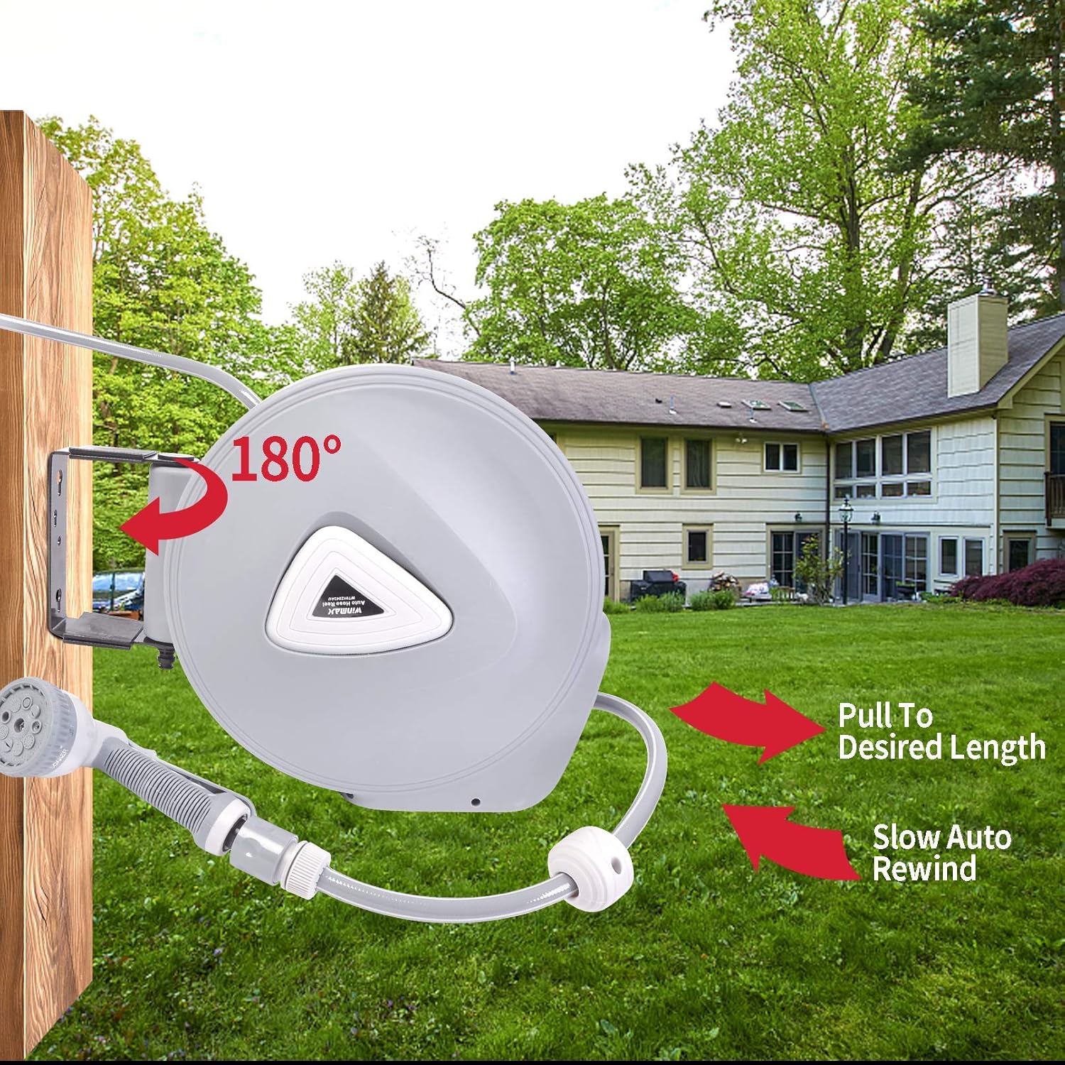 Retractable Garden Water Hose Reel Storage Gun Rewind Wall Mount 32Feet/65Feet/100Feet (100 Feet)