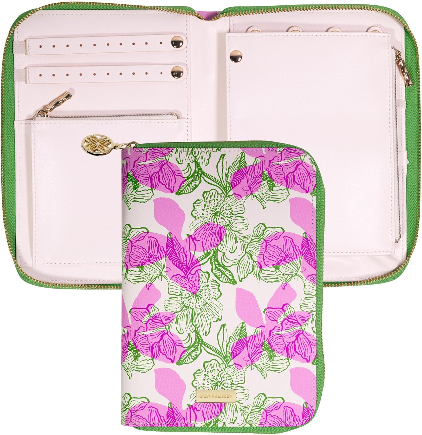 Lilly Pulitzer Travel Jewelry Case Organizer, Jewelry Roll for Women with Zipper, Cute Jewelry Organizer Holds Necklaces, Earrings, Bracelets (Sunset Shadows Home)