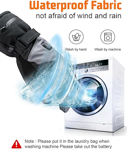Miniatura 5 de Guantes calefactables, guantes térmicos eléctricos para hombres y mujeres, batería recargable de 5000 mAh, 3 niveles de ajuste de temperatura,