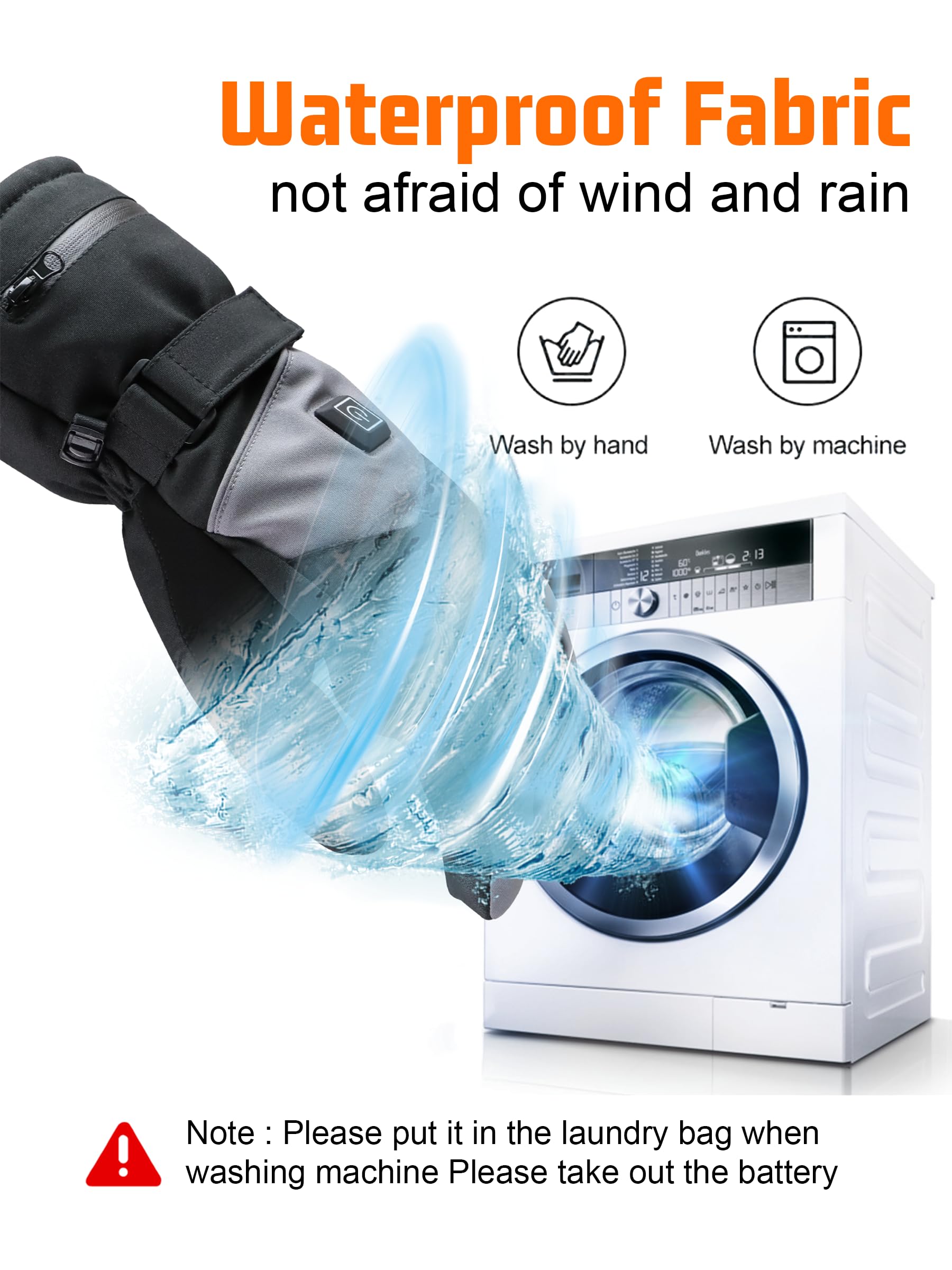 Beheizbare Handschuhe, 7.4V 3000mAh Beheizte Handschuhe für Damen Herren, wasserdichte Winddicht Touchscreen Beheizbare Motorradhandschuhe für Outdoor Wandern Motorrad Camping
