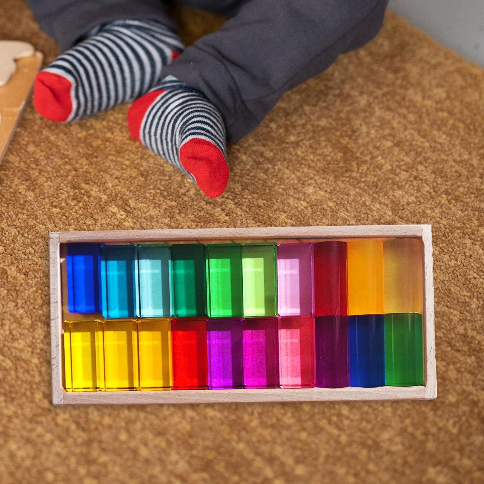 Set di blocchi da costruzione per bambini, blocchi da costruzione dai colori vivaci, gioco di impilamento arcobaleno, coinvolge i bambini per ore di divertimento, Stile A