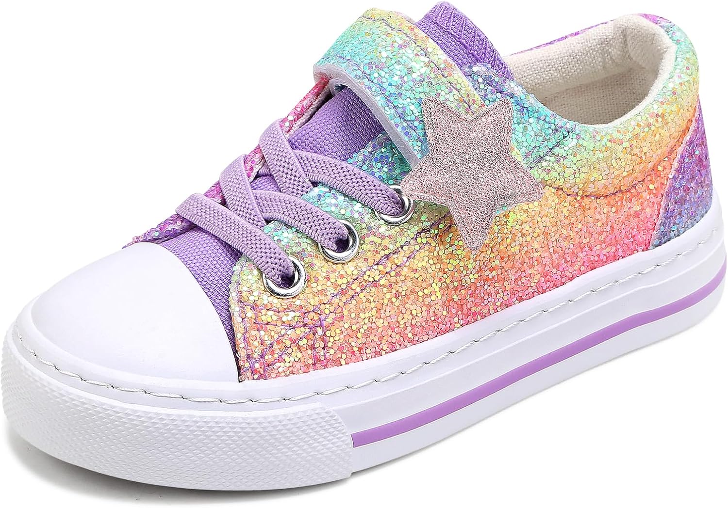 Girls Sneakers Glitter Tennis Shoes Lightweight Non-Slip Running Walking Shoes for Toddler/Little Kid/Big Kid