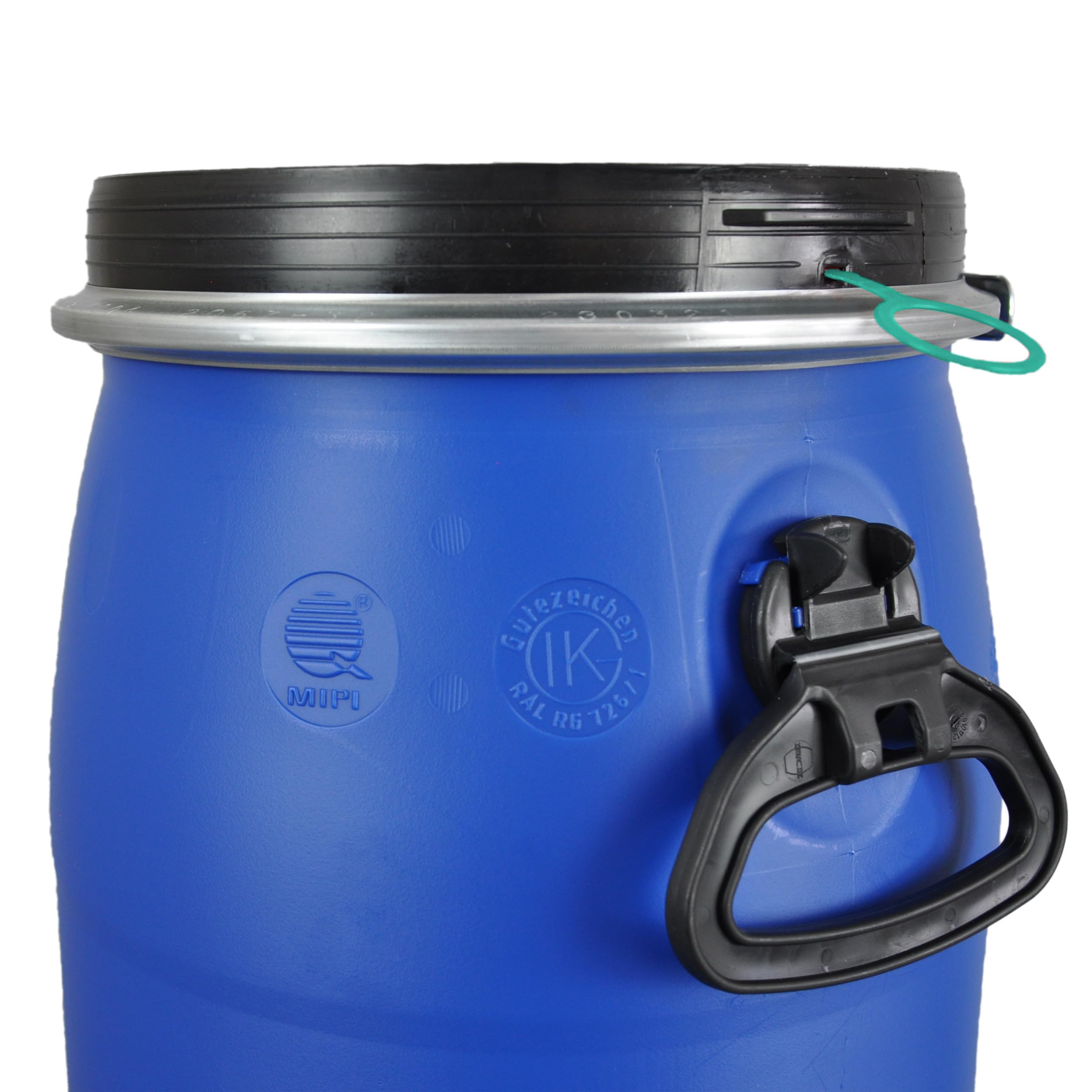 plasteo® Barilotto di copertura per alimenti, approvato dalla FDA, in plastica a bocca larga, universale, con chiusura ermetica, impilabile e adatta ai pallet, approvato per pericoli