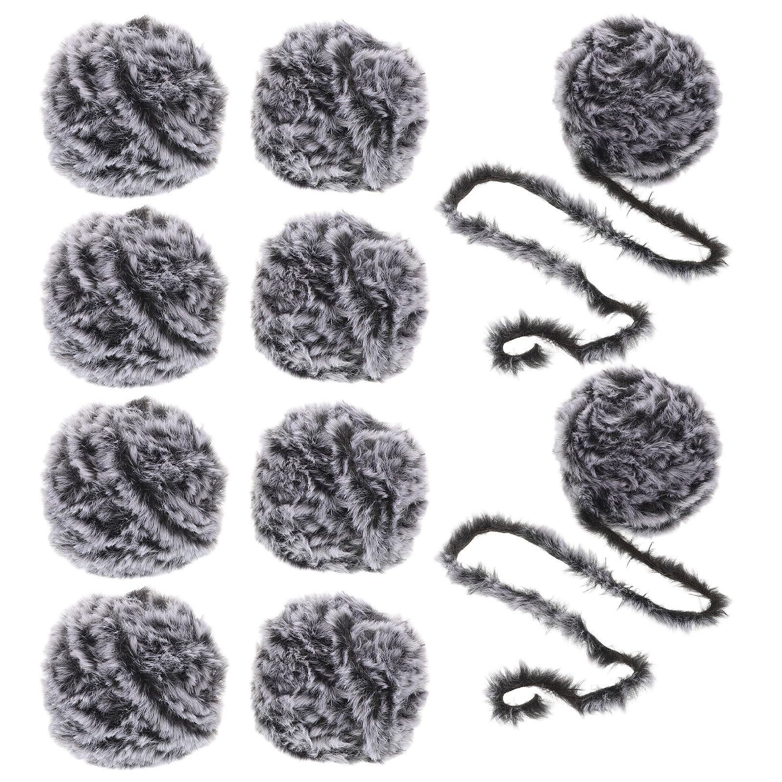 Mikikit 16 Pezzi Filato Pelliccia Finta Morbido e Soffice Chunky per Uncinetto e Maglia, per Cappelli e Sciarpe, Resistente e Caldo, Colore Nero