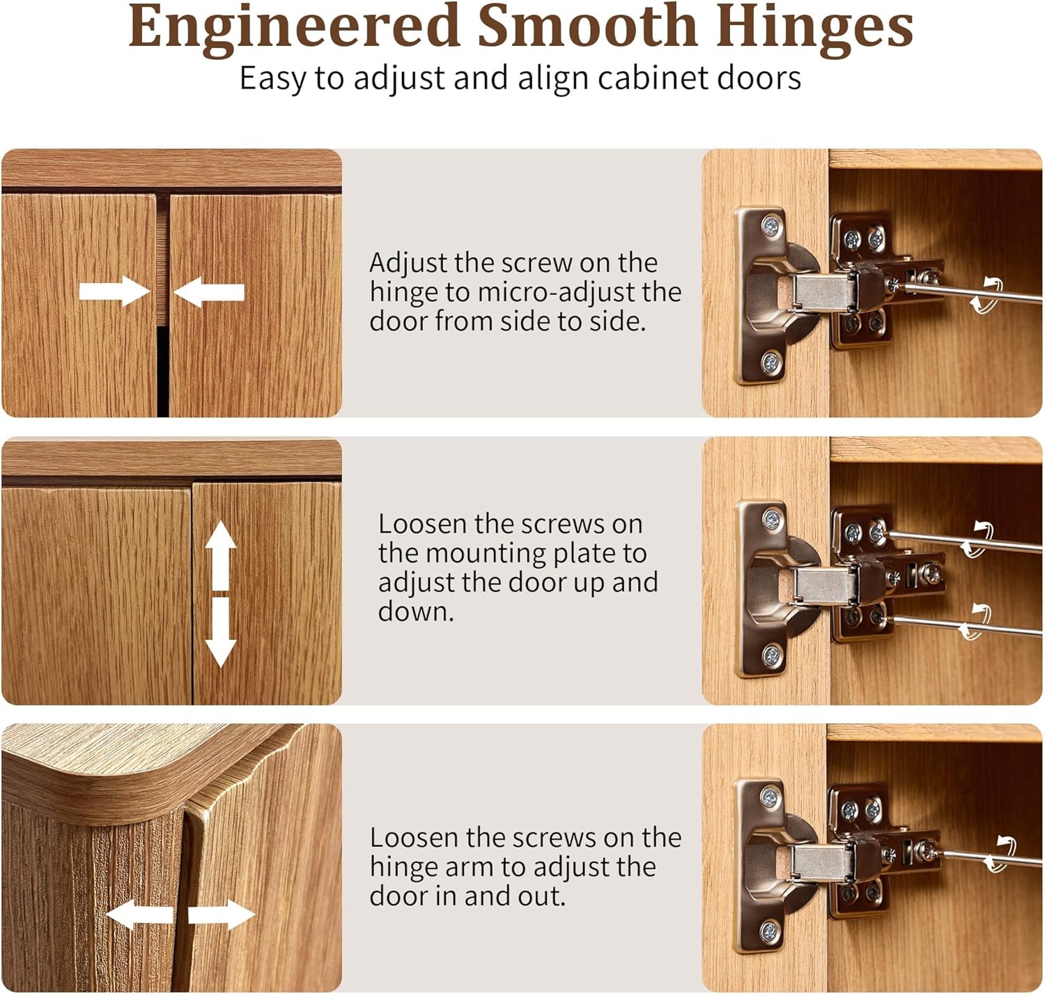 Sideboard Buffet Cabinet with Storage, Fluted Accent Cabinet with Adjustable Shelf, Coffee Bar, Wood Console Credenza for Living Room, Entryway or Kitchen