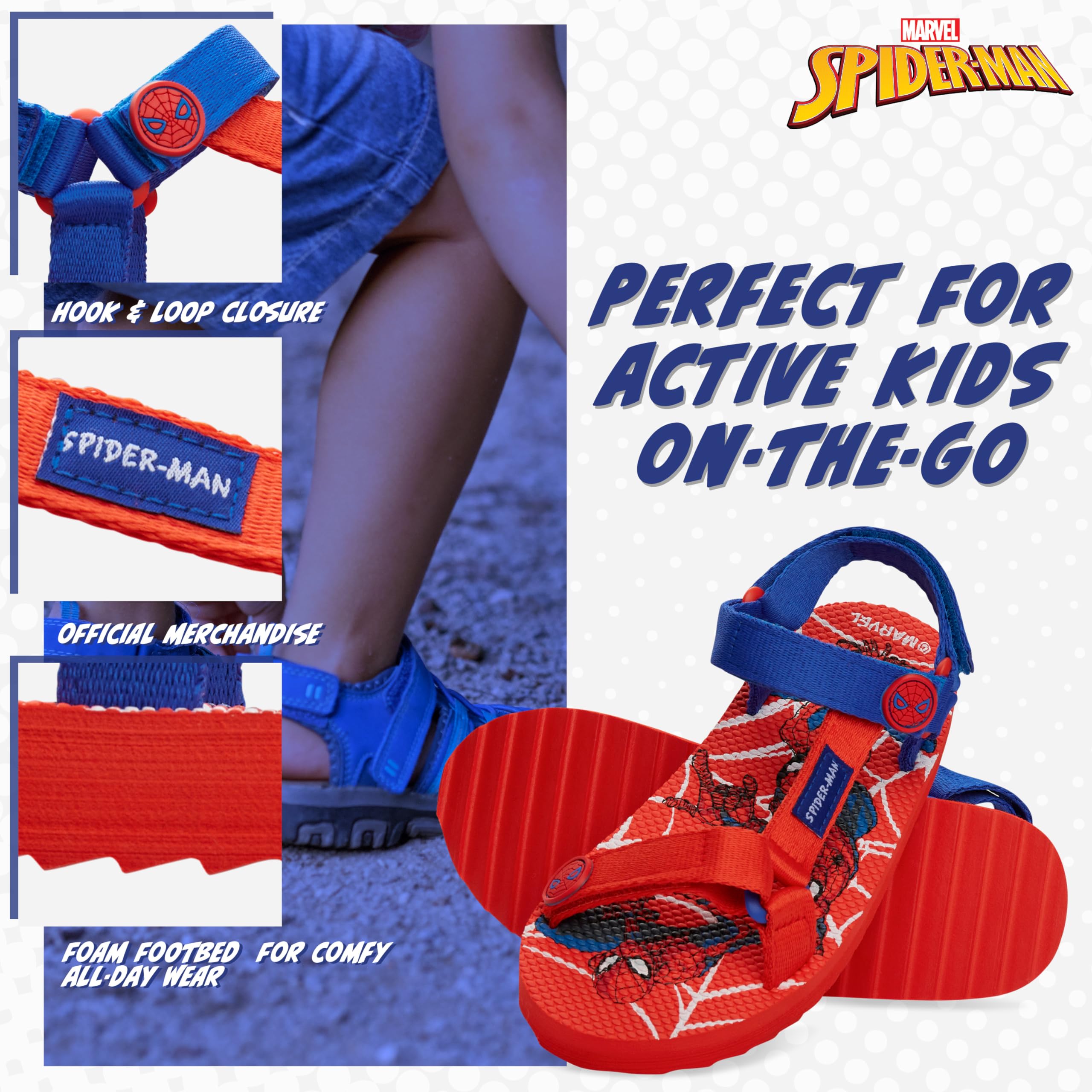 Marvel Sandalias Niño, Zapatos de Verano con Correas Ajustables - Regalos para Niños