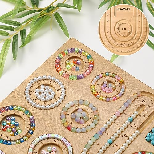 Vista 20 de NOAVAOL Tableros de cuentas para hacer joyas, tablero de cuentas de bambú combinado para hacer pulseras de joyería, bandejas de cuentas, Tablero