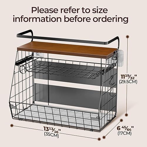 Miniatura 3 de Delamu Estante magnético para refrigerador con tapa de madera, cesta de frutas extraíble de 3 niveles, organizadores de despensa para refrigerador,