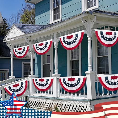 Miniatura 9 de Banderas decorativas para el 4 de julio, pancarta de bandera estadounidense de 2 x 4 pies, bandera plisada de Estados Unidos, media bandera para
