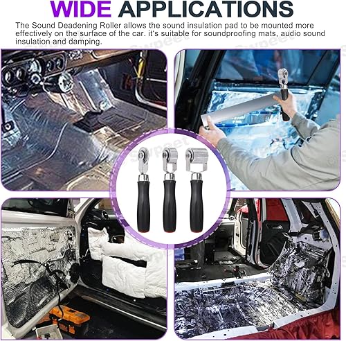 Miniatura 6 de Swpeet Juego de 3 rodillos de amortiguación de sonido para automóvil, rodillo de ruido automático, herramienta de instalación de metal para