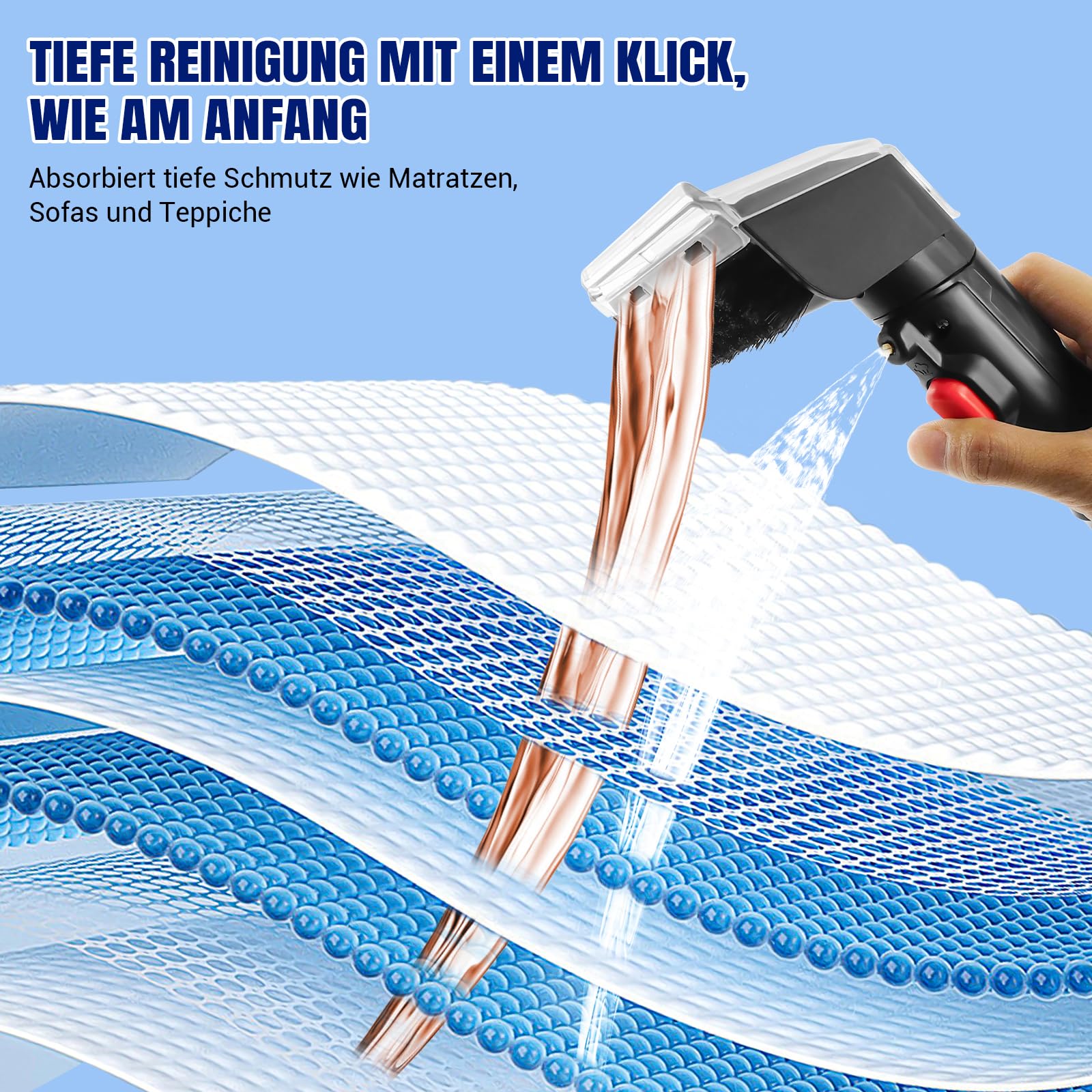 Nettoyeur de taches 5000 W (ouragan) – Aspirateur à main humide pour voiture, canapé, coussins, tapis, escaliers