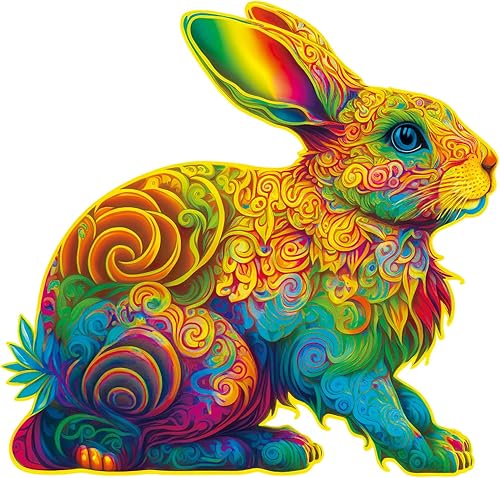 Oxcauix Rompecabezas de madera de conejo para adultos, 226 piezas de forma única de criaturas del bosque, rompecabezas de corte de madera, 11 x 11