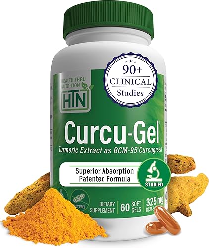 Health Thru Nutrition Curcu-Gel - Cápsulas blandas de cúrcuma y curcumina BCM-95, 325 mg (paquete de 60)