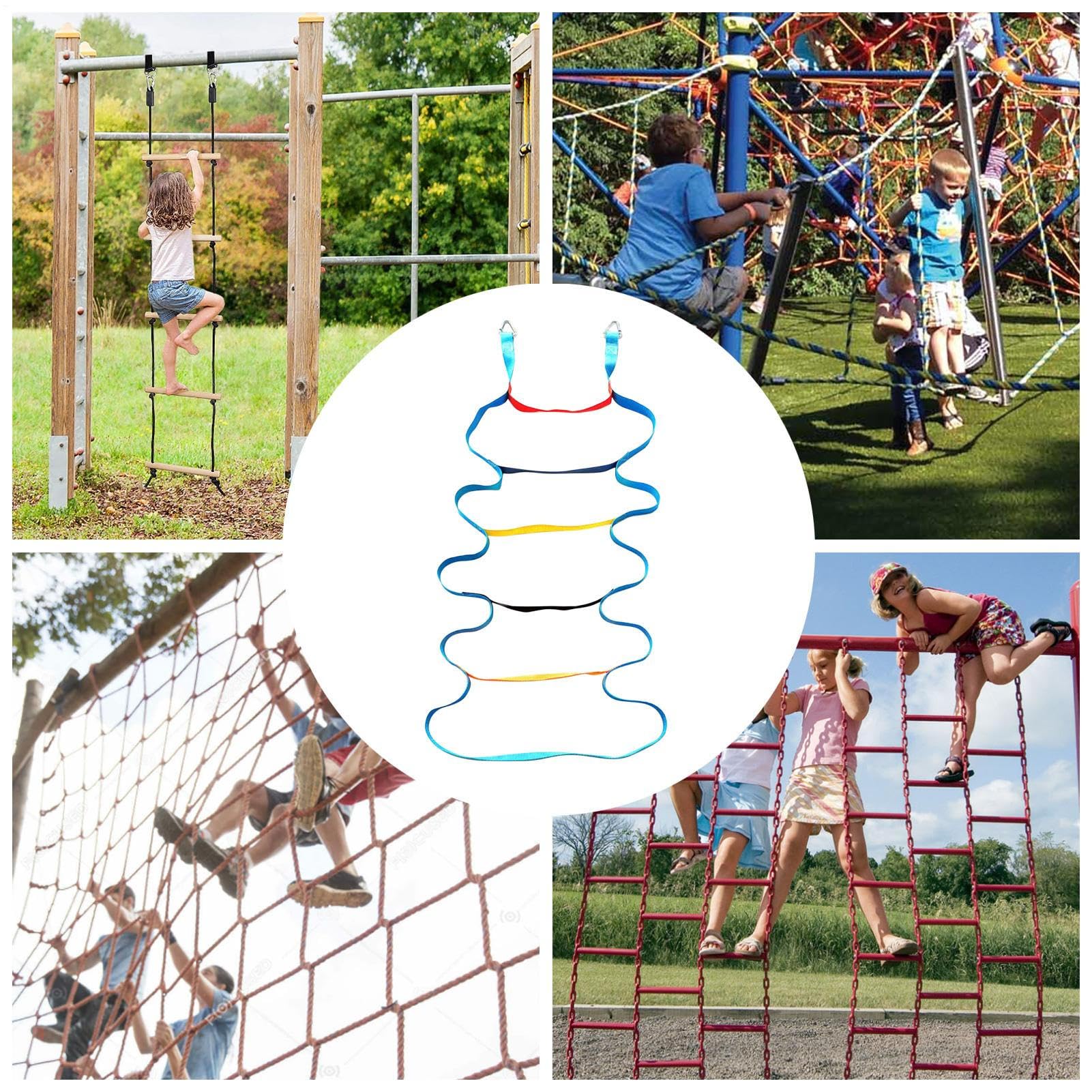 Escalera de cuerda para trepar árboles de 6.5 pies | Cuerda de escalada de acero resistente para niños | Escalera de árbol oscilante para jugar al aire libre, aventura y diversión