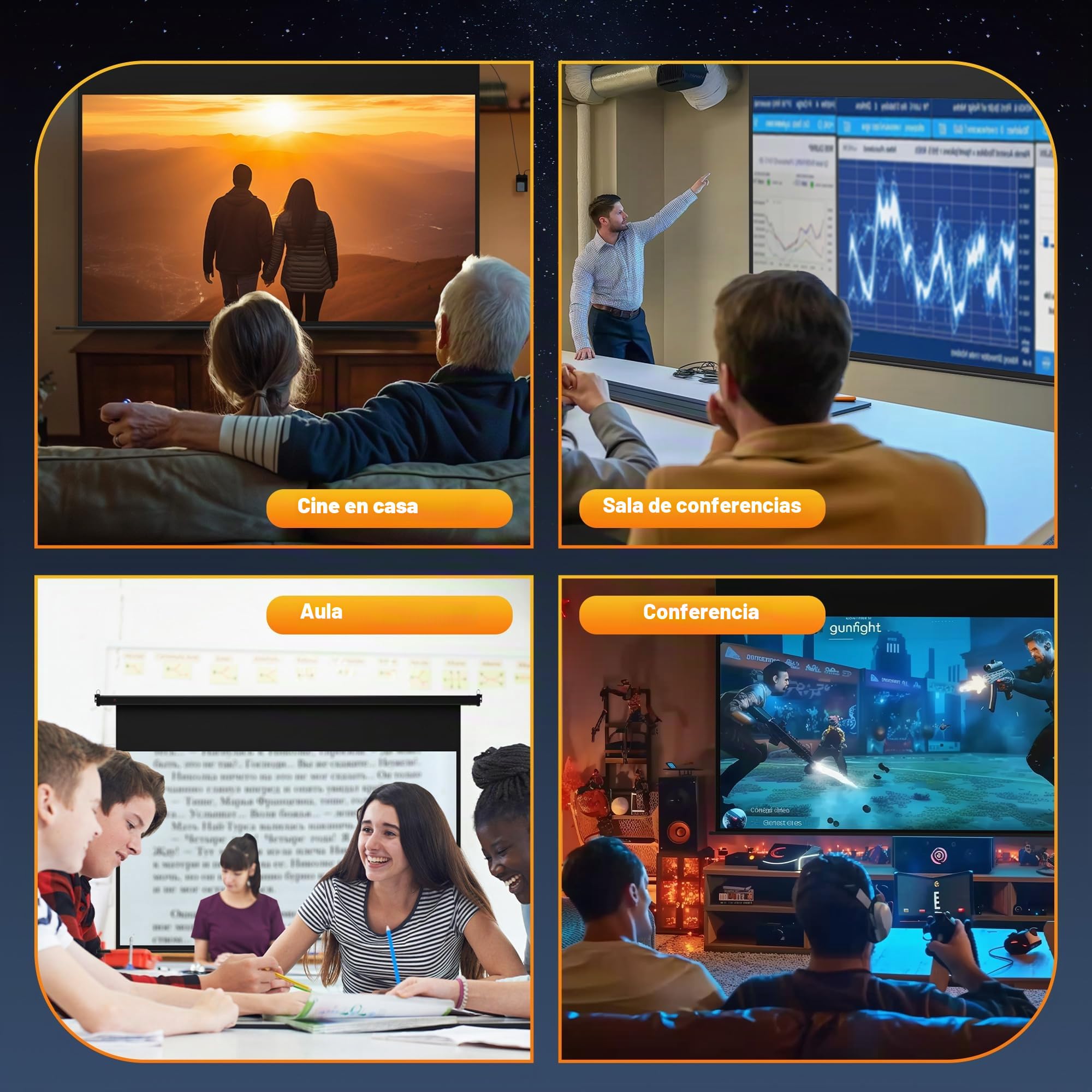 HOMCOM Pantalla de proyector motorizada 16:9 4K HD Negro | Pantalla de proyección eléctrica para TV y cine en casa, montaje en pared o techo, panel de control, mando a distancia.