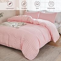 Vista 2 de AveLom Juego de funda de edredón de sirsaca rosa pálido tamaño completo (80 x 90 pulgadas), 3 piezas (1 funda de edredón + 2 fundas de almohada)