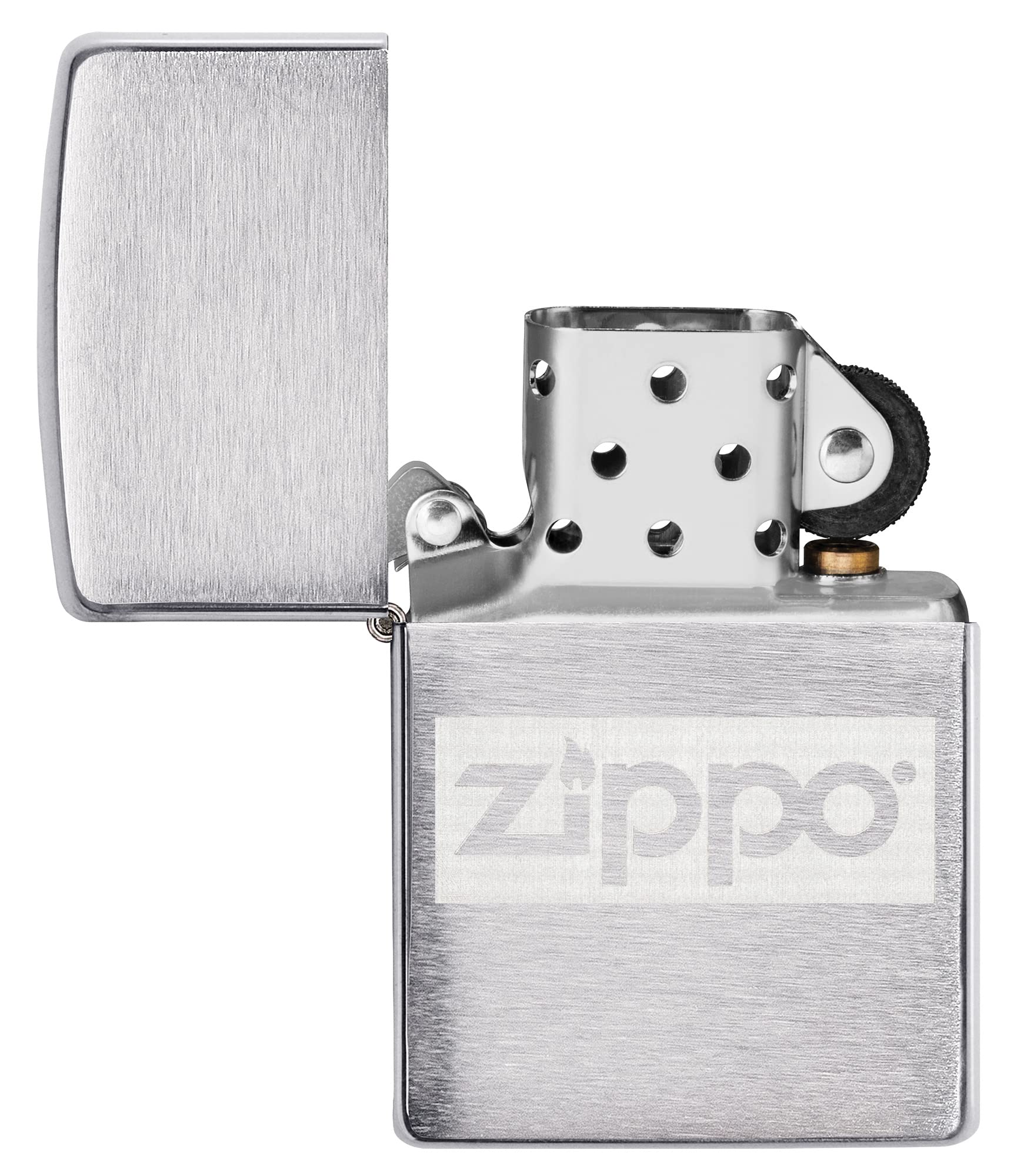 Zippo Briquet tempête et flasque Coffret Cadeau – Chrome brossé – Lustre – Rechargeable – Réutilisable – Résistant au Vent – Fabriqué aux États-Unis