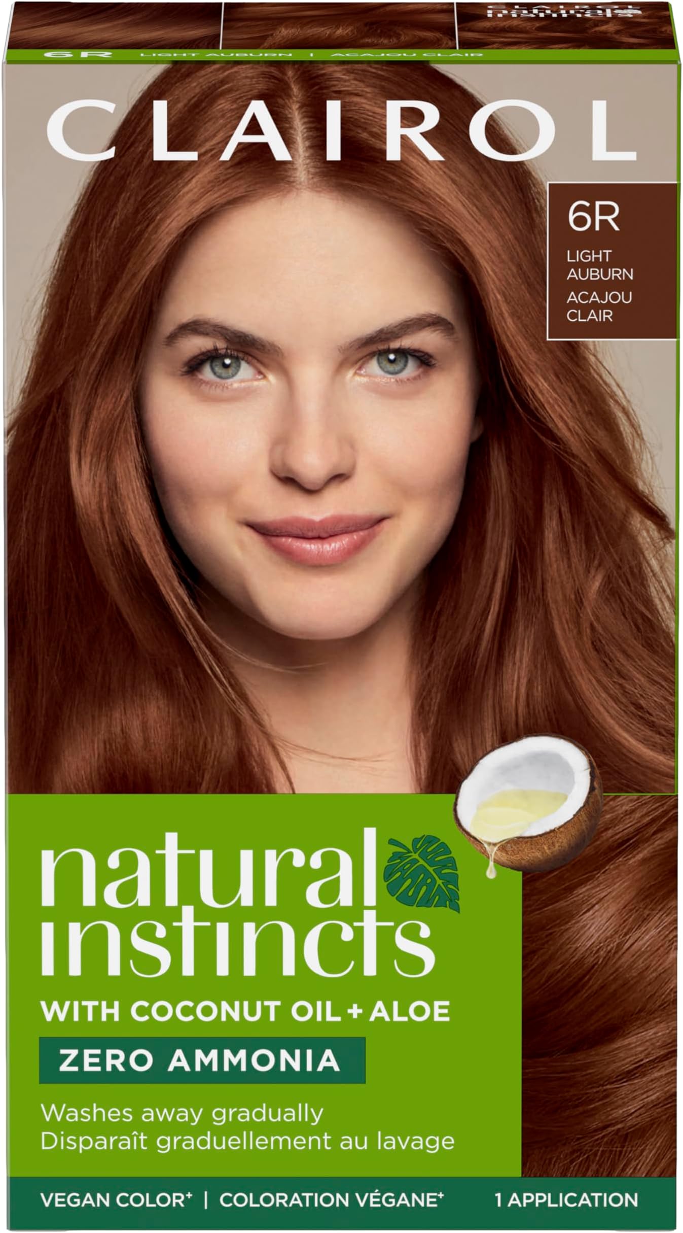 Clairol Natural Instincts Semi-Permanent Hair Dye, 6R Light Auburn Hair Colour, 1 Count