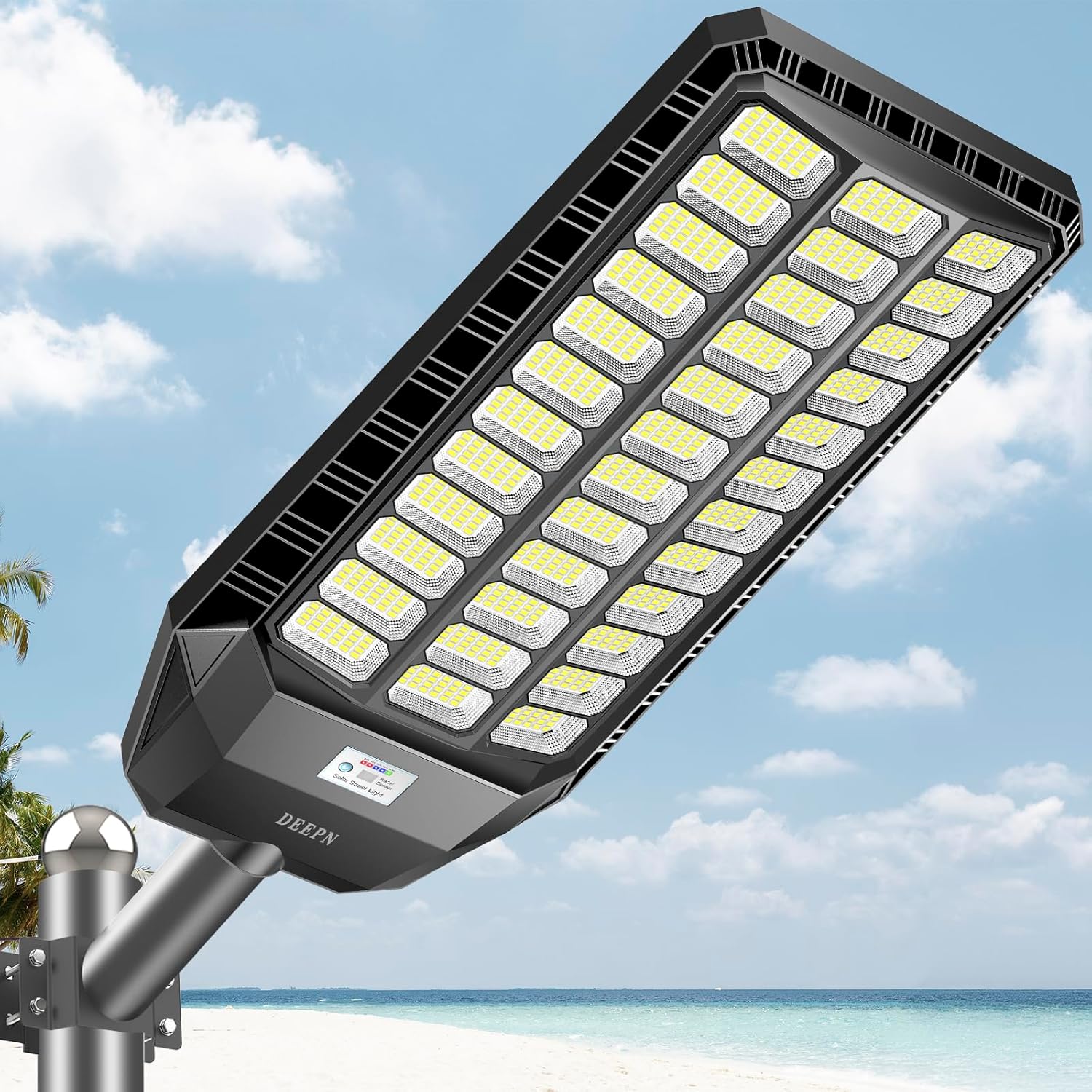 Deepn 9500W Plus Large Solar Street Light, Super Bright Flood Lights Outdoor, IP67 Solar Parking Lot Lights, Dusk to Dawn Outdoor Lighting Motion Sensor and Remote Control