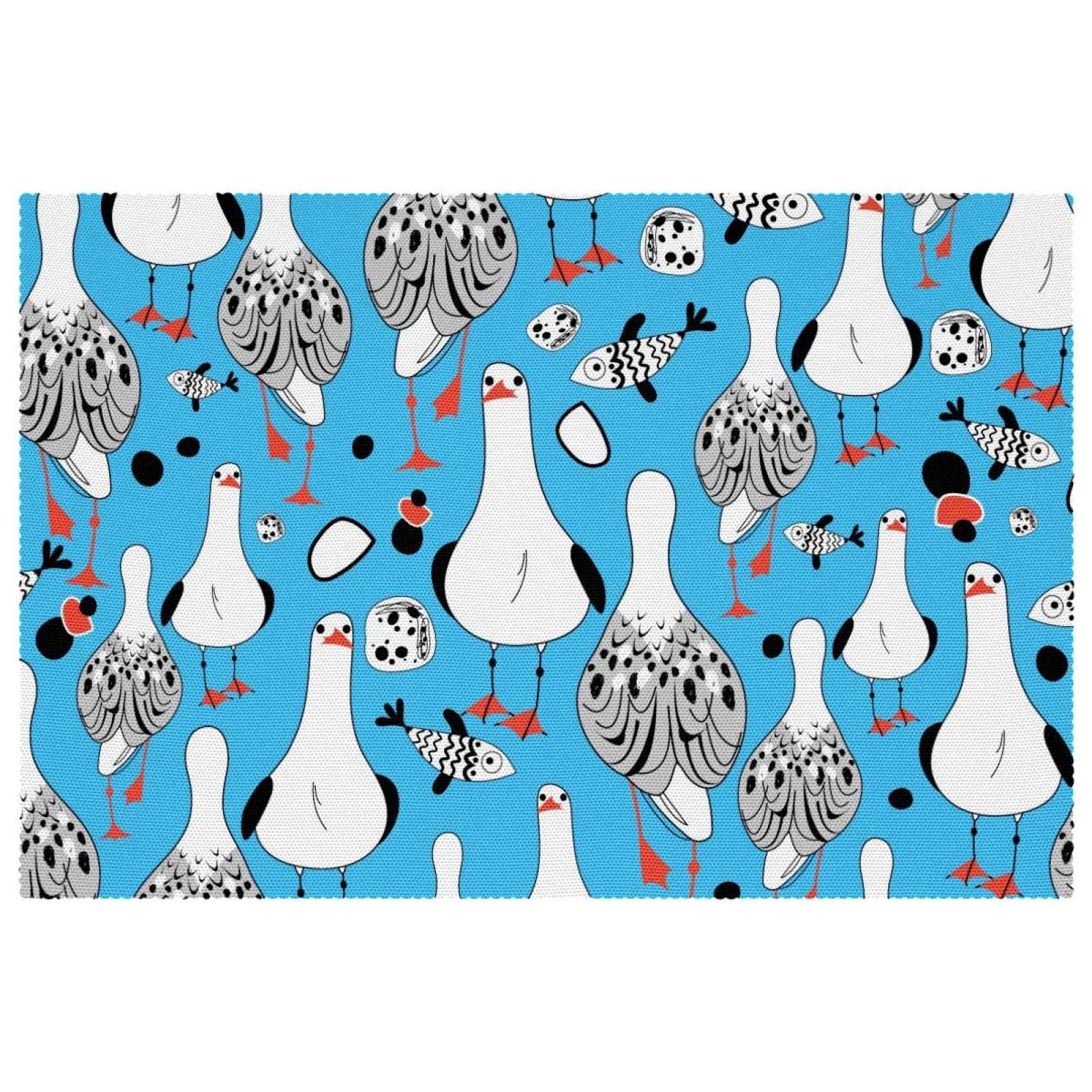 Set de table en tissu Oxford imperméable motif mouettes lot de 4 pièces pour cuisine