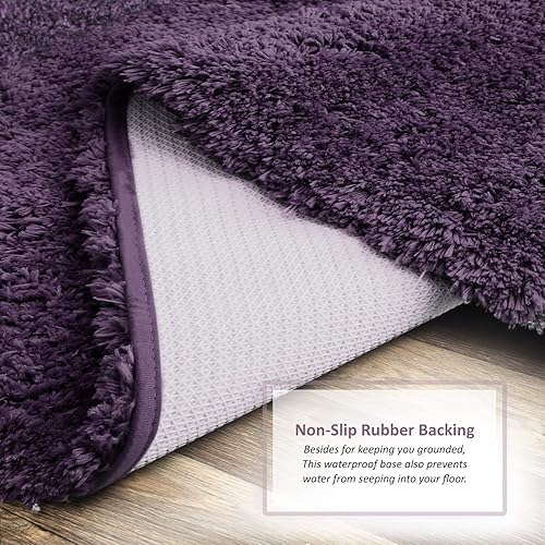 Miniatura 5 de Clara Clark Tapete de baño peludo con respaldo antideslizante de goma Tapete de baño súper suave