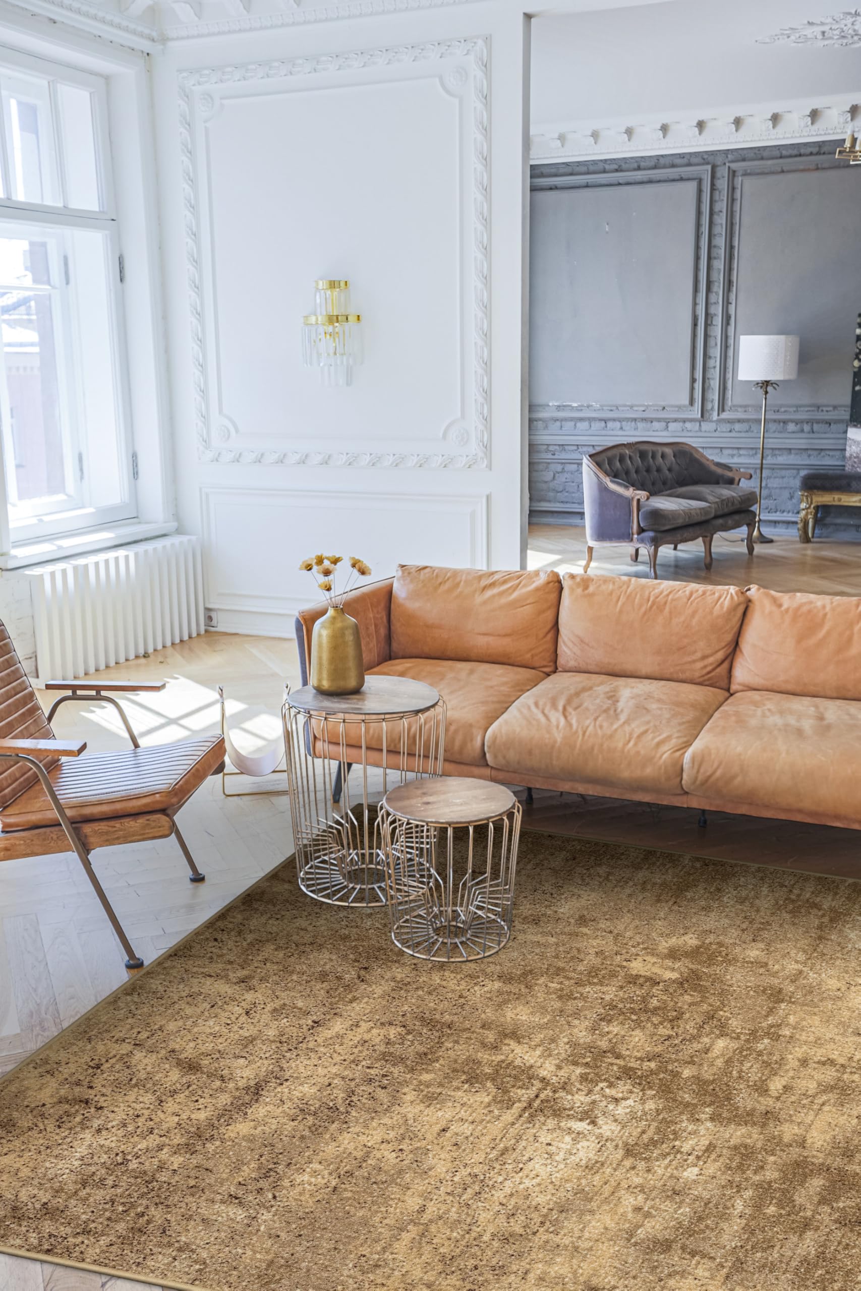 Marl New Teppich 100x150 cm Beige Braun – Moderner Schlingenteppich, Kurzflor Teppich, Abstrakt Teppich Klein, Esszimmer Teppich, Fußbodenheizung geeignet, Pflegeleicht