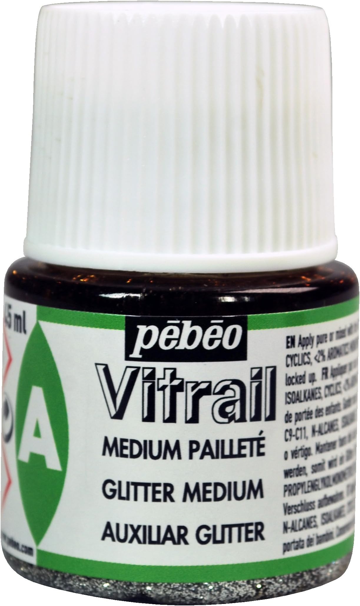 Vitrail, Stained Glass Effect Paint Auxiliaries, 45 ml Bottle - Glitter Medium