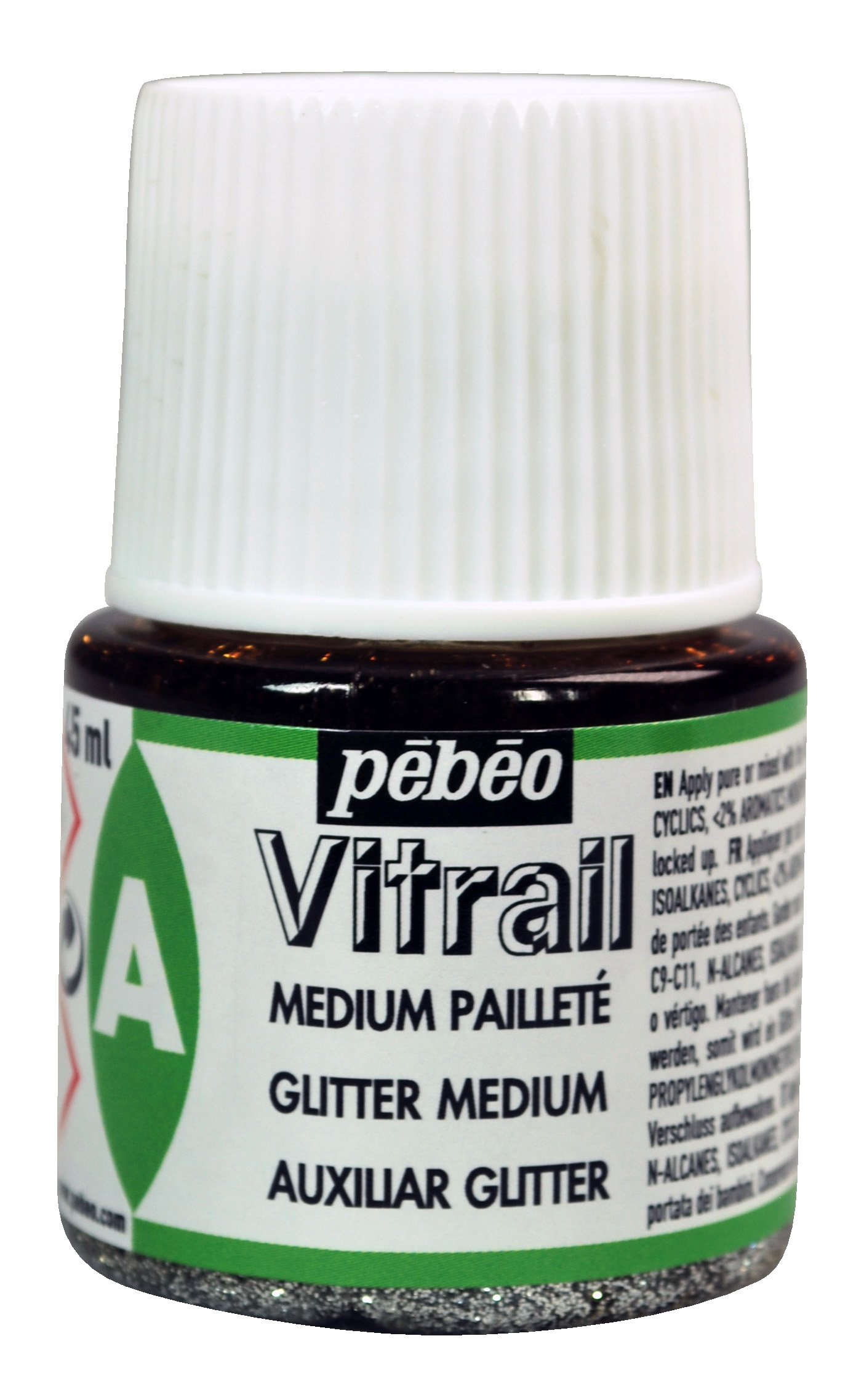 Pebeo Vitrail, Stained Glass Effect Paint Auxiliaries, 45 ml Bottle - Glitter Medium
