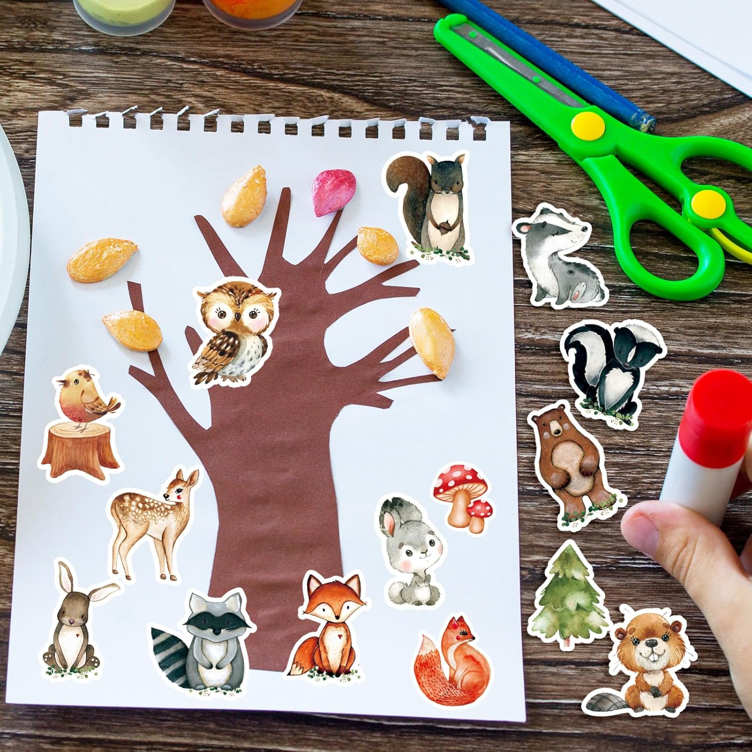 430Pcs Fall Animal Foam Stickers Woodland Animals Self-Adhesive Sticker Mixed Cartoon Forest Willife Decals for DIY Art Craft Classroom Decor Birthday Party Supplies