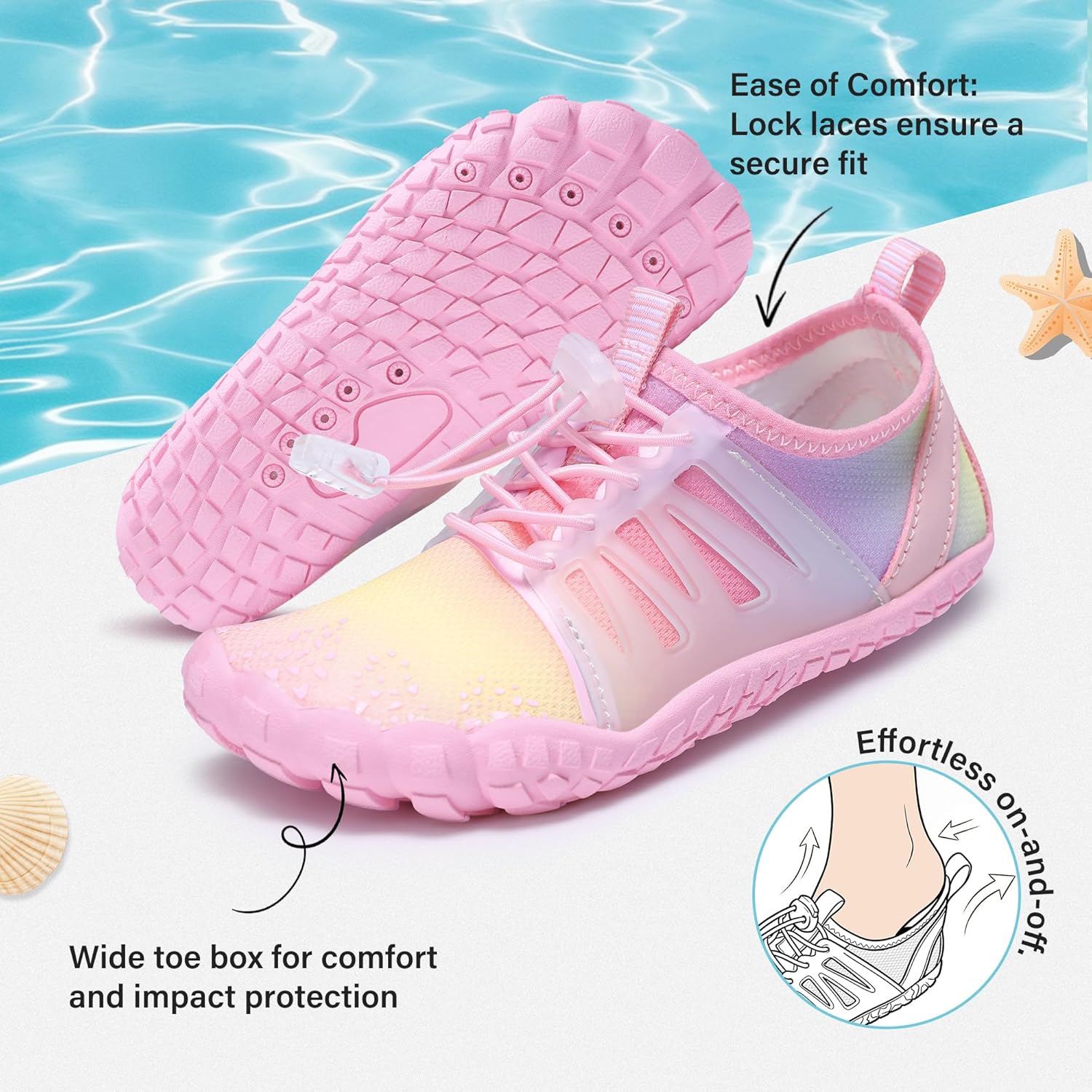 Stelle Kids Water Shoes for Girls Boys Swim Beach Hiking Pool Non-Slip Shoes Barefoots for Toddler/Little/Big Kids