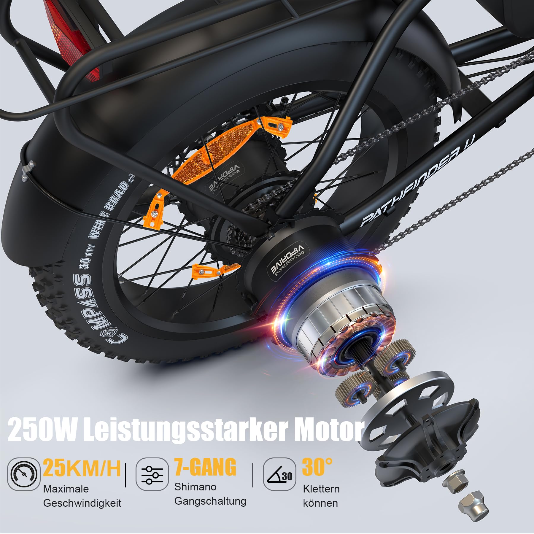 Elektrofahrrad 20 Zoll E-Bike Klappbar Fat Tire mit 48V 13Ah Abnehmbar Akku, E Bike für Herren und Damen, 250W Motor, LCD-Display, 25KM/H, Reichweite bis 100km Faltbares Pedelec