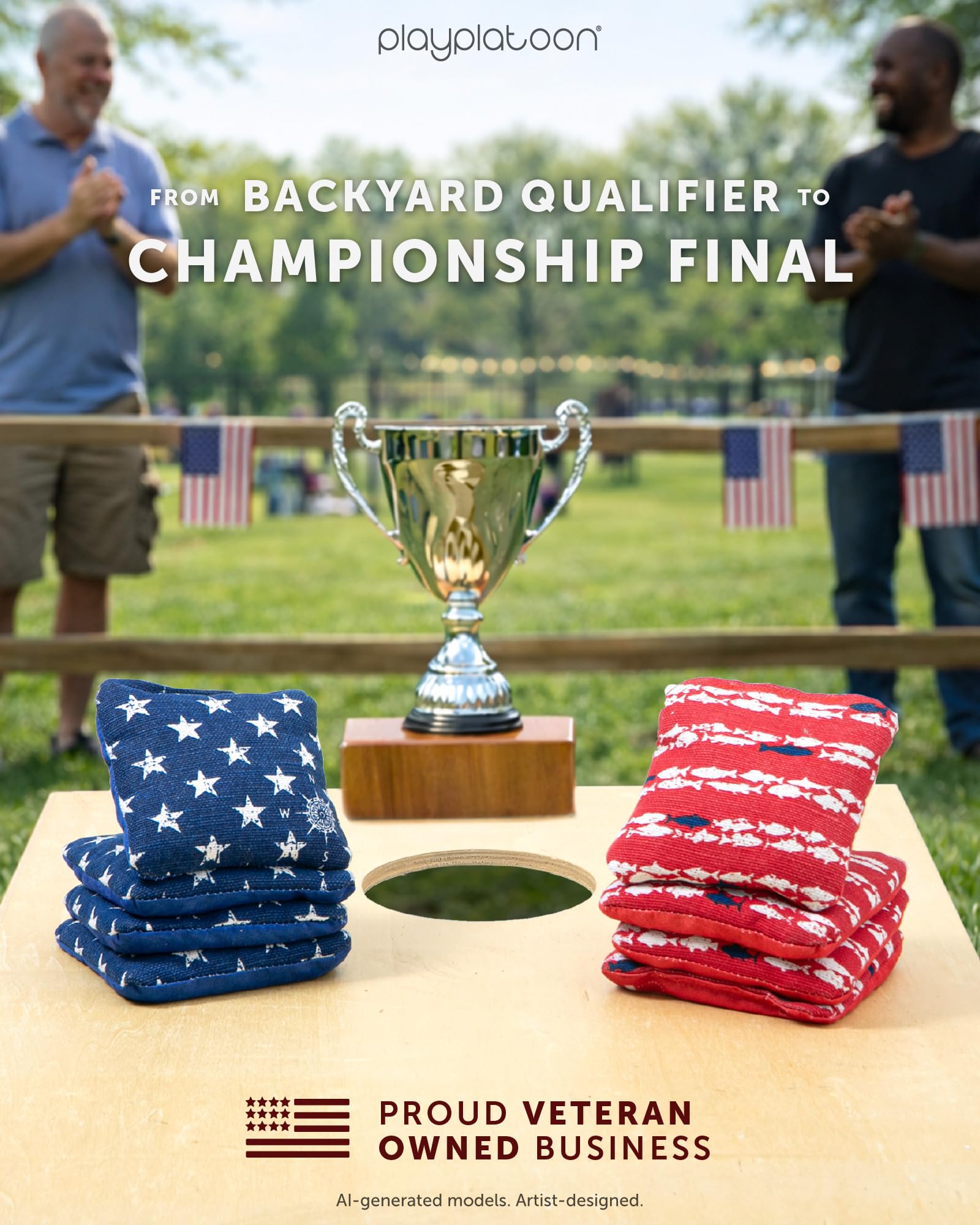 Play Platoon Tournament Series - Juego de 8 bolsas de cornhole reguladas de estilo profesional, bolsas de cornhole reguladas de doble cara, bolsas oficiales de Cornhole Slick & Sticky Bag - Diseñado