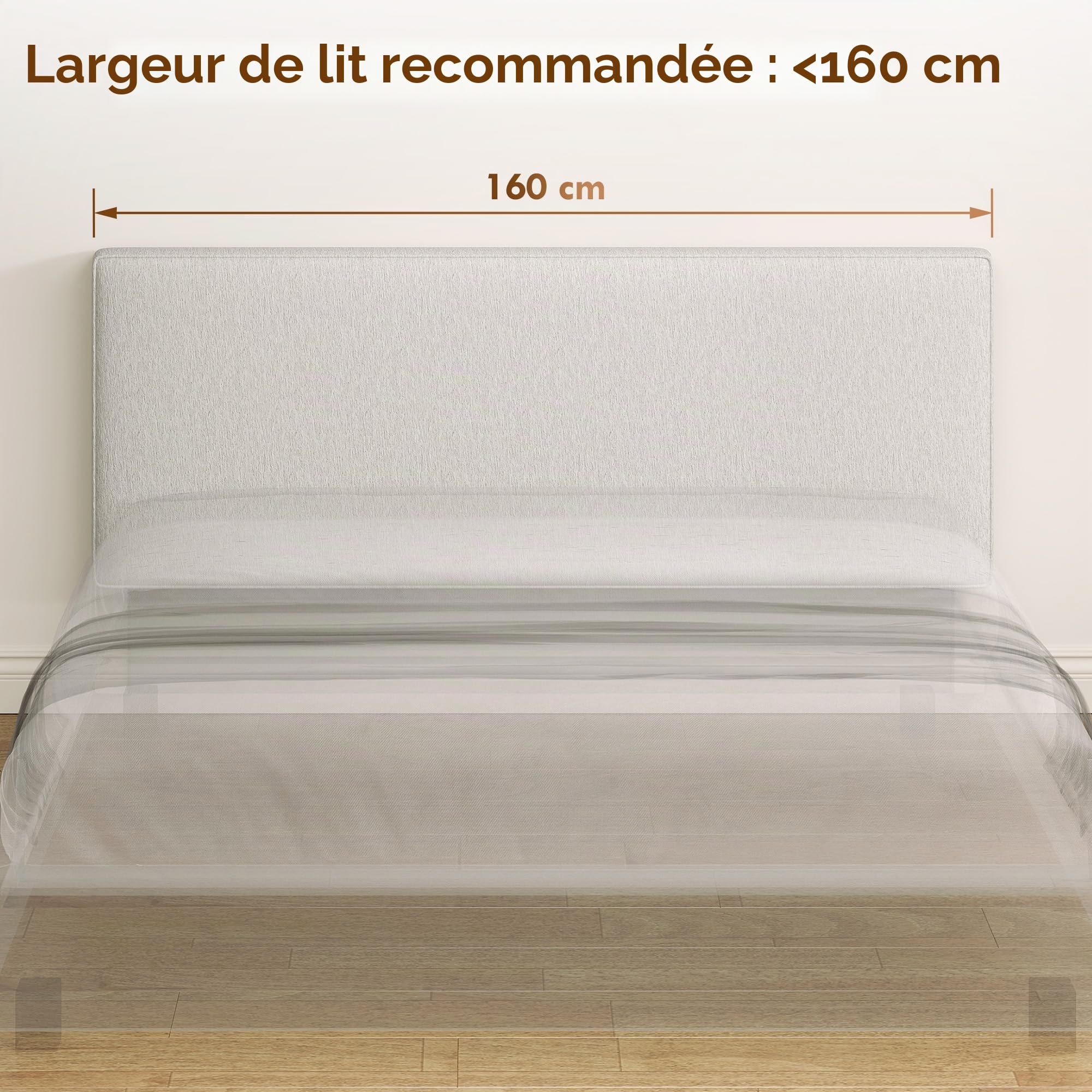 HOMCOM Tête de lit rembourrée Flottante 160x60 cm Blanc crème