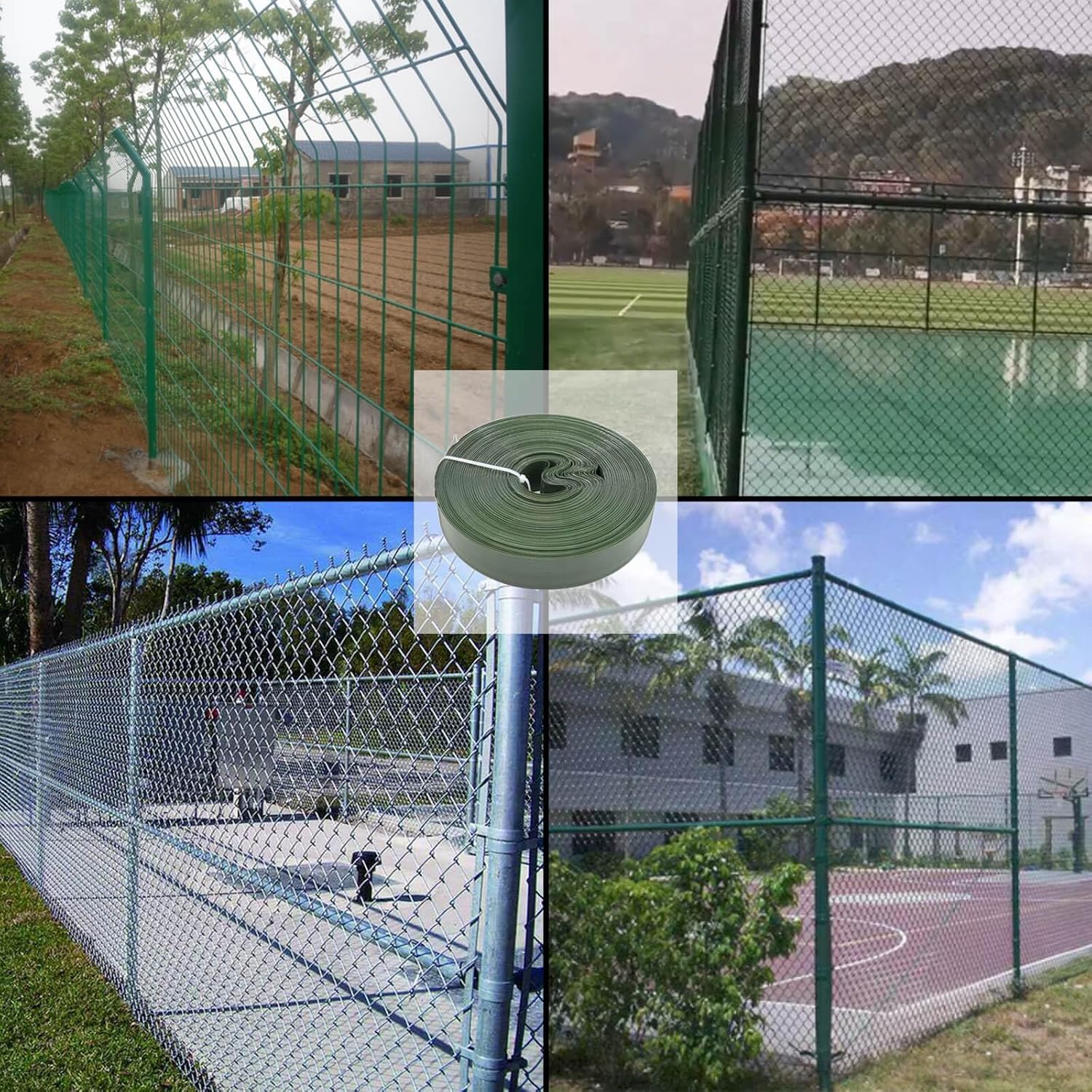 246ft x 0.15ft Chain Link Fence Privacy Tape, Chain Link Fence Slats, Fence Covering Privacy, 200PCS Connector Pins & Puncher Included (Green)