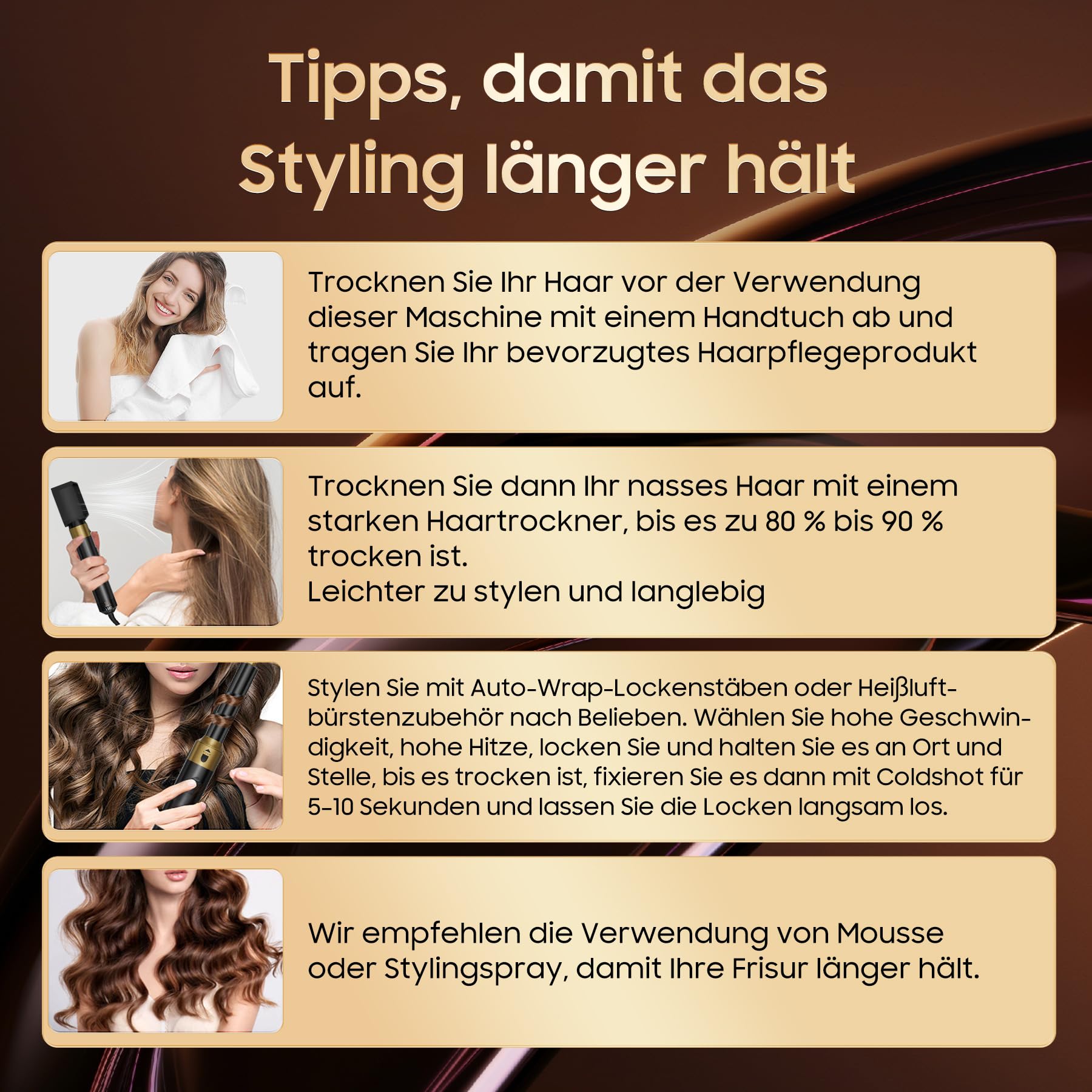Hair Styler Set Airstyler 5 in 1 con spazzola rotonda per capelli, spazzola ad aria calda, spazzola termica Airflow, ferro arricciacapelli automatico, volume spazzola per asciugacapelli, per