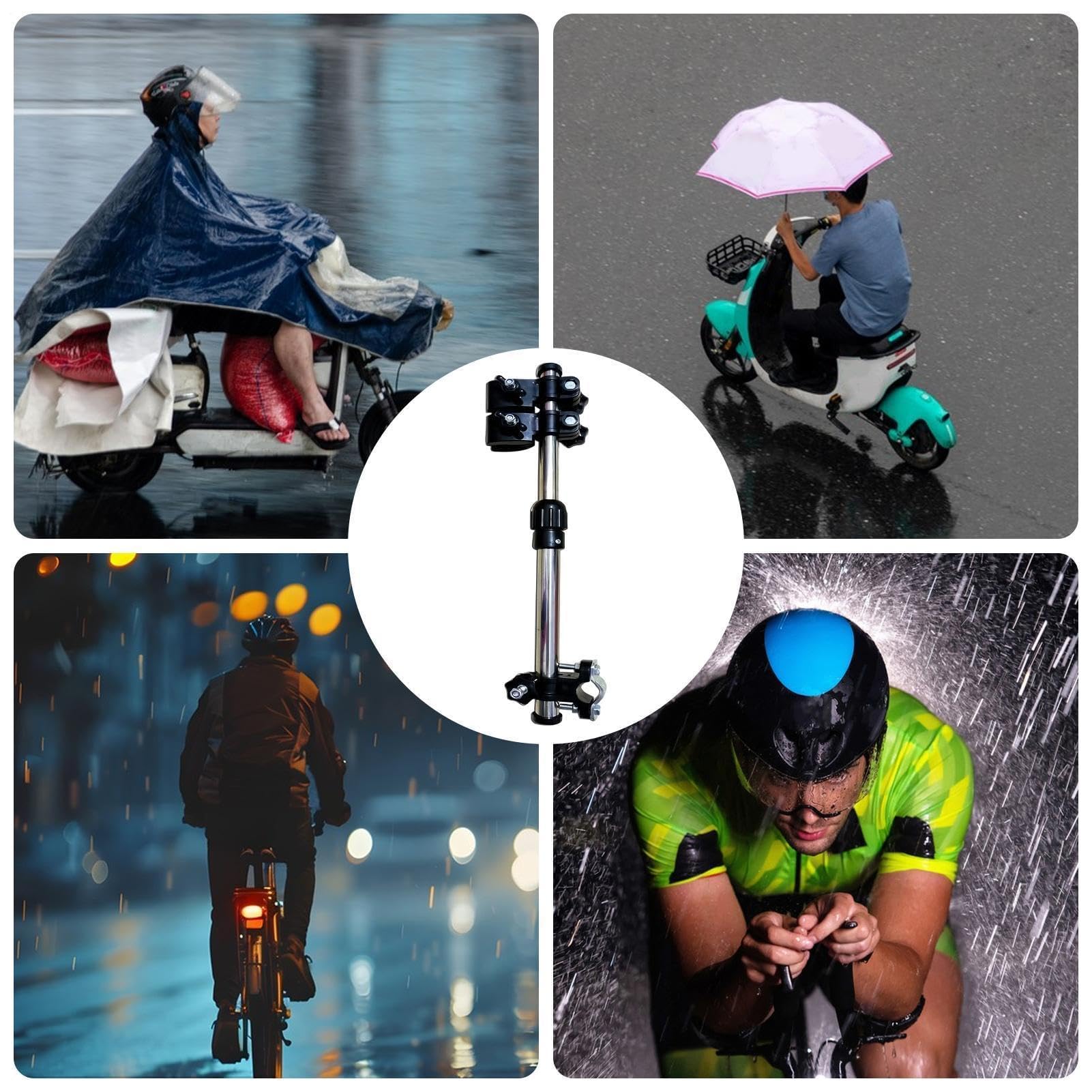 Supporto per ombrello, portatile, in acciaio inox, morsetto a doppio strato per golf, bici, carrello, spiaggia, campeggio, attività all'aperto e pendolari quotidiani