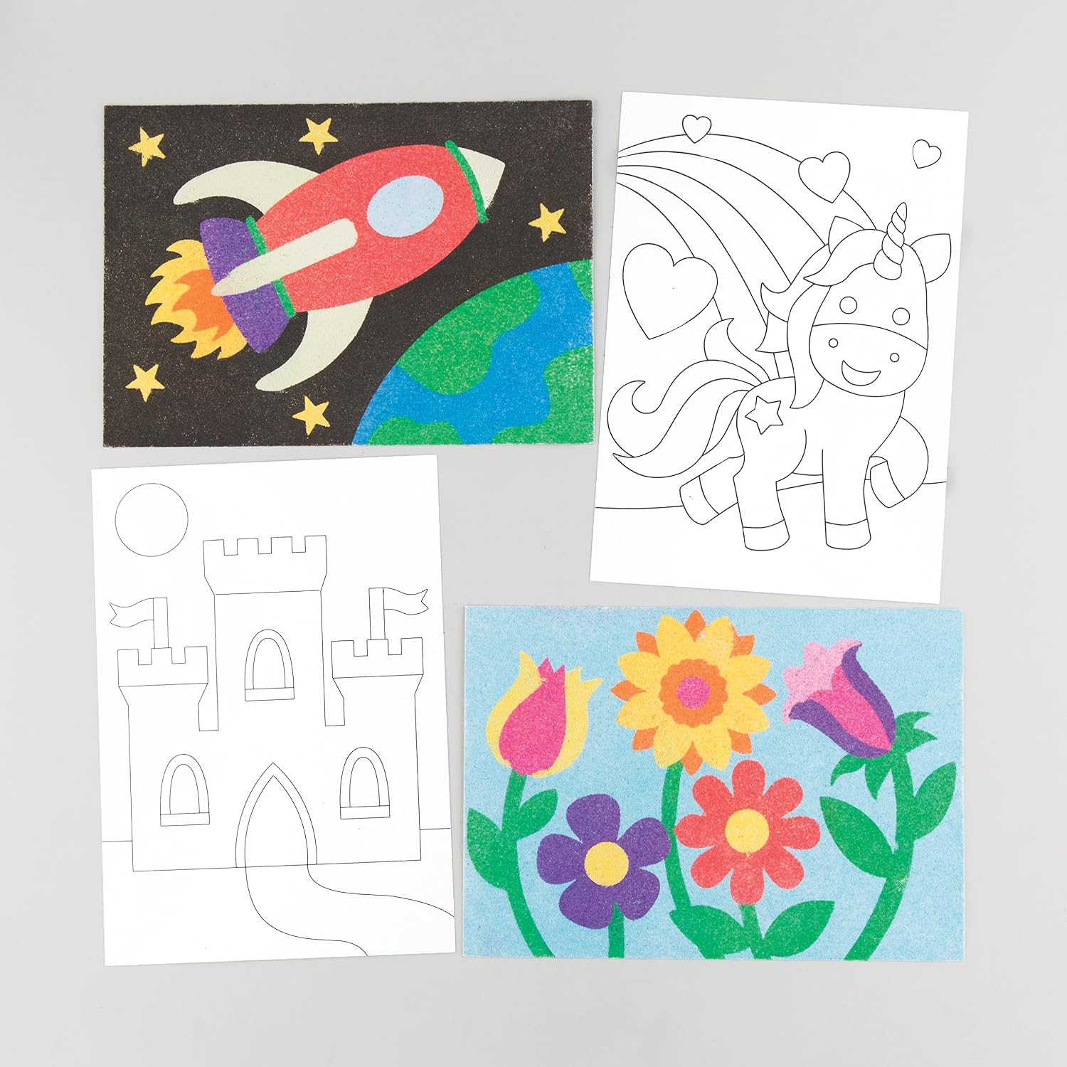 Baker Ross AR571 Sand & Glitter Art Pictures - Pack of 8, for Children to Decorate and Display, Ideal Kids Arts and Crafts Project for School or at Home