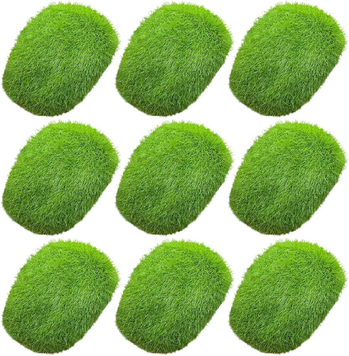 ECYC 50 Pcs 1.96x2.75 inch Artificial Moss Rocks, Green Faux Moss Covered Stones Decorative Moss Balls Fake Moss for DIY Crafts, Floral Arrangements Fairy Gardens Decoration