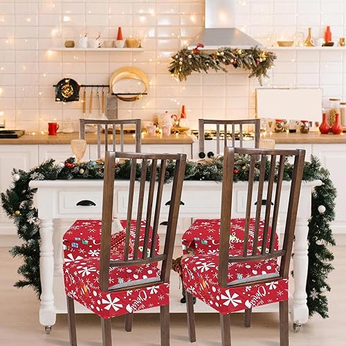 Miniatura 8 de NIBESSER Juego de 4 fundas de asiento para sillas de comedor, elásticas, suaves, extraíbles y lavables, para comedor, fundas de cojín de asiento
