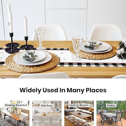 Miniatura 12 de JOOCAR Telas de tapicería de búfalo verde a cuadros Luck Sharmrock San Patricio, camino de mesa de 72 pulgadas de largo, gnomo de amor, camino