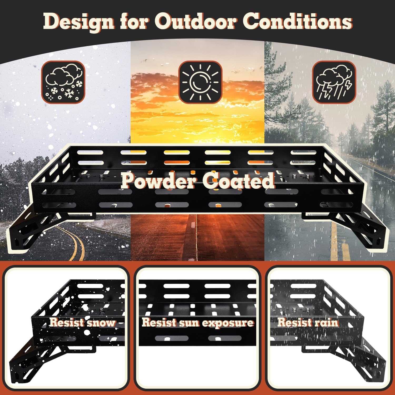 TOPOWN UTV Overbed Cargo Rack with Fully Adjustable Mounting Brackets Accommodate Bed Rail Widths from 39.7”-56.3”(Inside Width), Heavy Duty Cargo Rack for UTV Bed, Strong Load Capacity