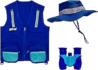 Vista 13 de Conjunto de varias piezas de chaleco tipo cargo con correas de seguridad reflectantes, 1 binoculares de aumento de 8 x 21 pulgadas y sombrero
